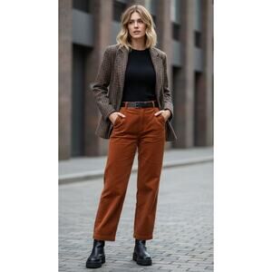 90s Brown Tweed Wool Blend Blazer Jacket Lined Two Button Size 14